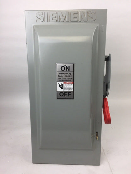 SIEMENS HF223N HEAVY DUTY SAFETY SWITCH 100 AMP 240 VAC 250 VDC 2 POLE 3 WIRE