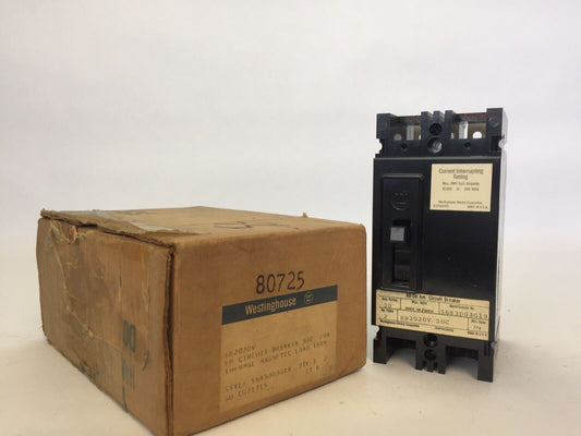 WESTINGHOUSE EB2020V CIRCUIT BREAKER 20AMP 2POLE 240VAC 125/250VDC 5683D03G19