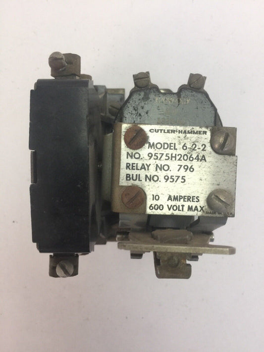 CUTLER HAMMER 9575H2064A MODEL 6-2-2 RELAY 600V 10A 1318-60 COIL 120V 60CY