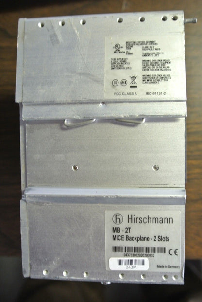 HIRSCHMANN MM2-4TX1 MICE MEDIA MODULES (2) on MB-2T MICE BACKPLANE