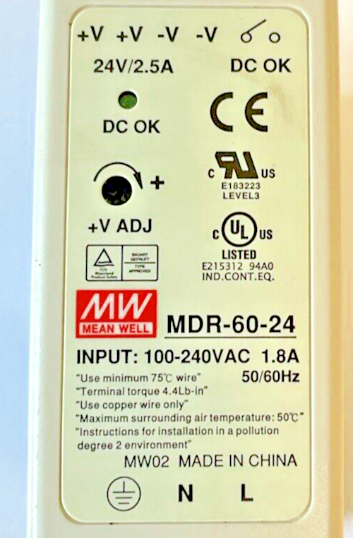MEAN WELL MDR-60-24 POER SUPPLY UNIT 100-240VAC 1.8A 50/60HZ