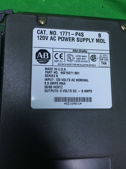 ALLEN BRADLEY 120V AC POWER SUPPLY 1771-P4S SER. B