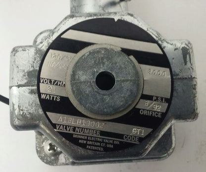 SKINNER A13LB13002 SOLENOID VAVLE 120V@ 60HZ-110V@ 50HZ, 21WATTS, 3000PSI, 3/32