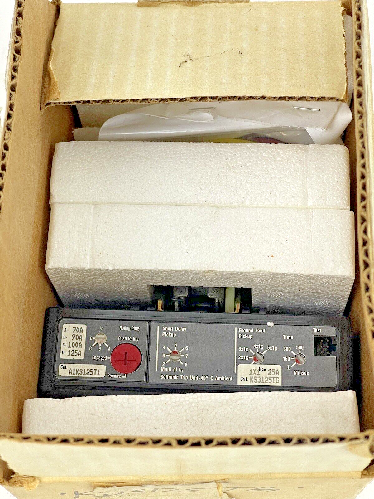 WESTINGHOUSE - KS3125TG TRIP UNIT /25A A1KS125T1 & TRIP PLUG / 70A 90A 100A 125A