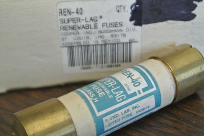 LOT of 8*** BUSS REN40 SUPER-LAG RENEWABLE FUSE / 40A / 250V / NEW SURPLUS