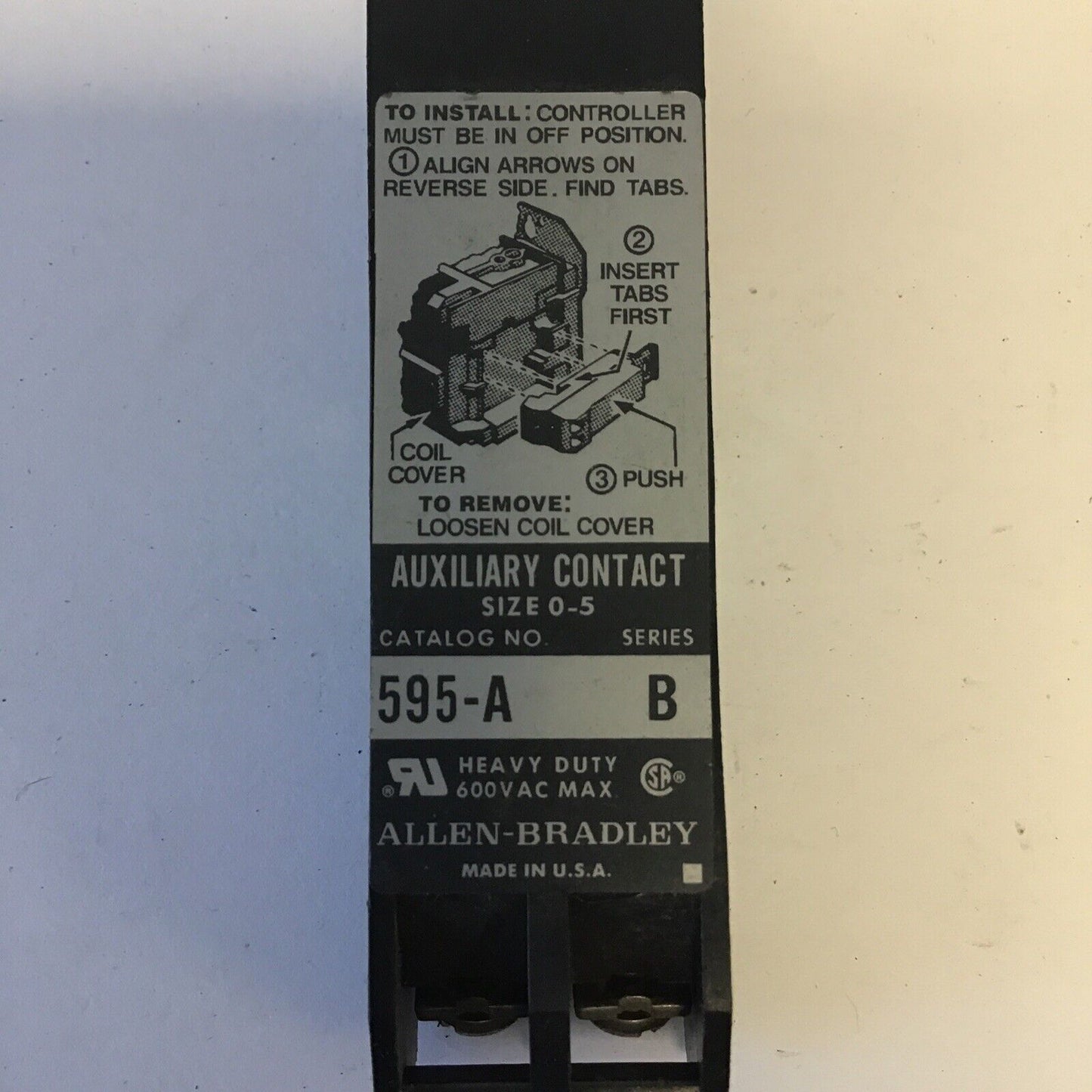 ALLEN BRADLEY 595-A SERIES C & 595-A SERIES B AUXILIARY CONTACT