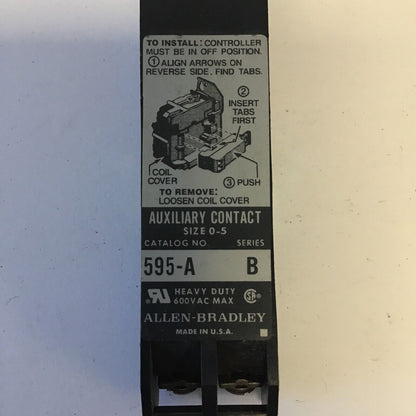 ALLEN BRADLEY 595-A SERIES C & 595-A SERIES B AUXILIARY CONTACT