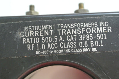 CUTLER-HAMMER 3P85-501  2092A37H07 CURRENT TRANSFORMER 500:5 RATIO 600V 50-400Hz