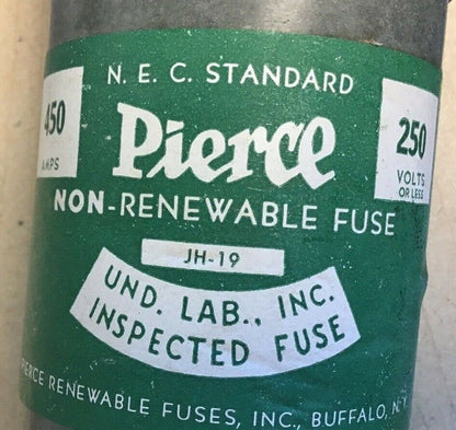 PIERCE JH-19 NON-RENEWABLE FUSE 450A 250V