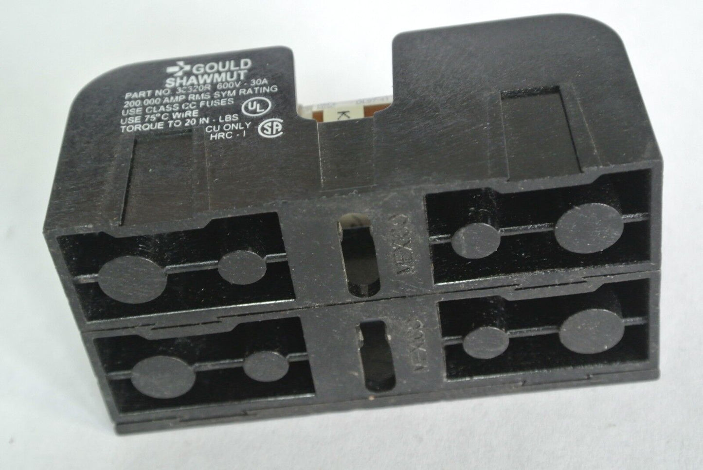 GOULD SHAWMUT 3C320R FUSE BLOCK - for CLASS CC FUSES - 600V, 30A