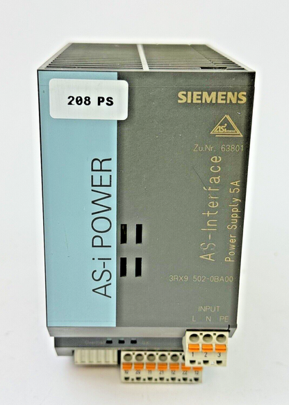 SIEMENS - 3RX9-502-0BA00 - AS INTERFACE POWER SUPPLY - 5A, 230 VAC, 50-60Hz