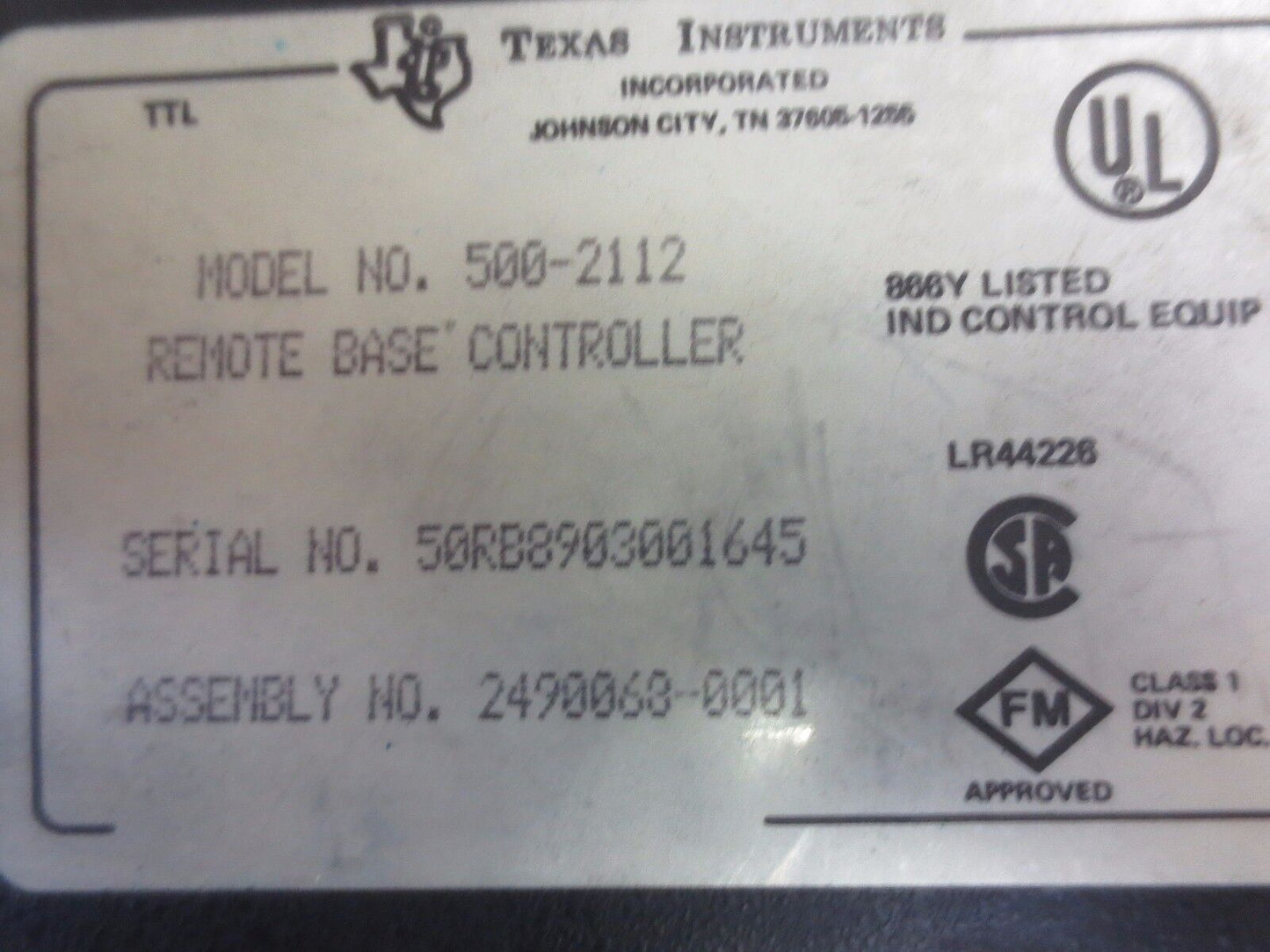 TEXAS INSTRUMENTS / SIEMENS 500-2112 - REMOTE BASE CONTROLLER