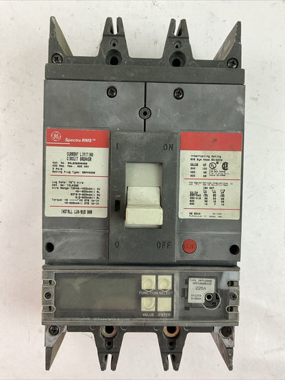 GE SGLB36BA0400 CURRENT LIMITING CIRCUIT BREAKER 400AMP 600VAC TRIP PLUG 225A