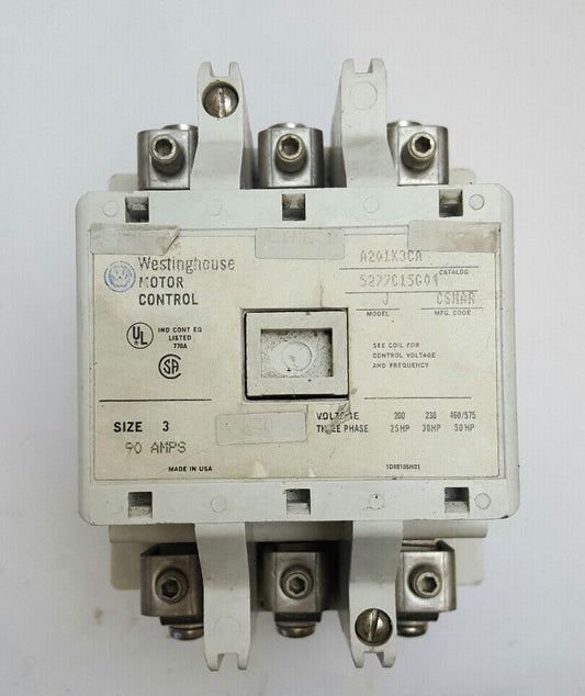 WESTINGHOUSE A201K3CA MOTOR CONTROL - SIZE 3 - MODEL J20 - 90A - 3-PH 5277c15g04