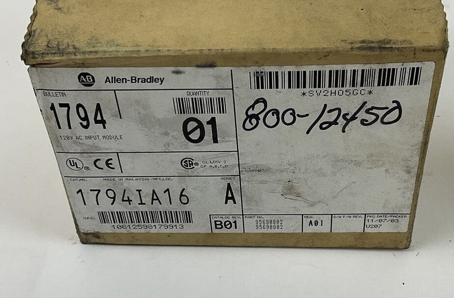 ALLEN BRADLEY 1794-IA16 INPUT MODULE SER.A 5VDC REV.A01 120VAC 20MA
