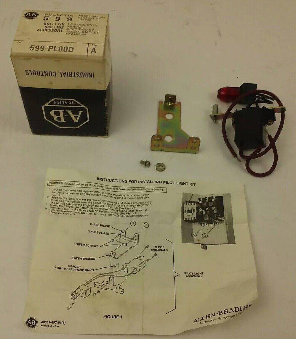 ALLEN BRADLEY 599-PL00D SER. A, PILOT LIGHT, 120VAC, NEMA SIZE 00, W/ X-227809