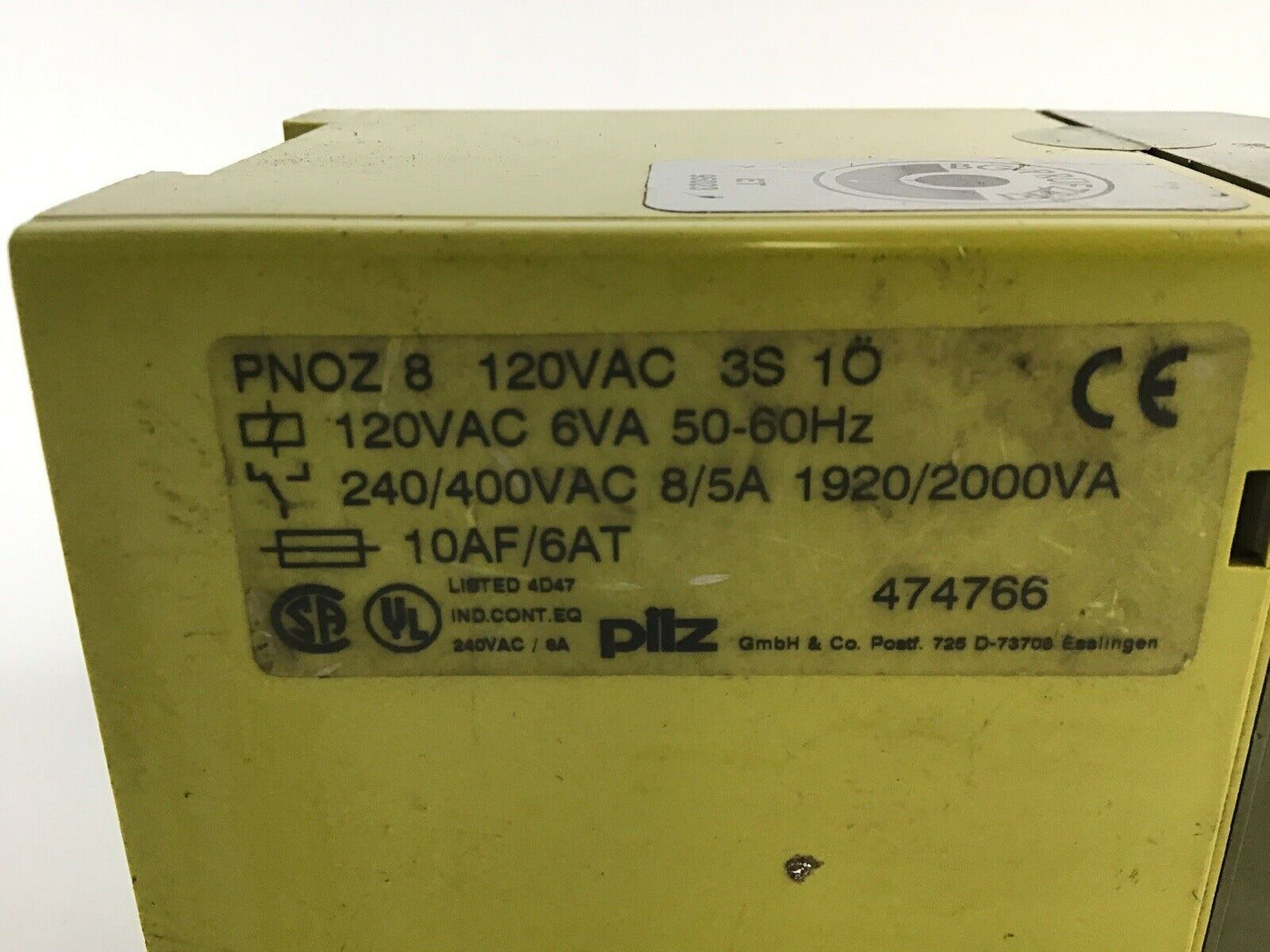 PILZ PNOZ8 SAFETY RELAY 120VAC 6VA 50-60Hz