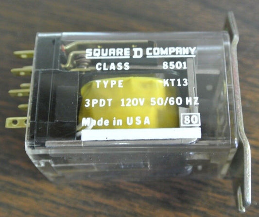 SQUARE D  8501 KT-13 GENERAL PURPOSE RELAY 3PDT, 10A, 120VAC RES. - NEW SURPLUS