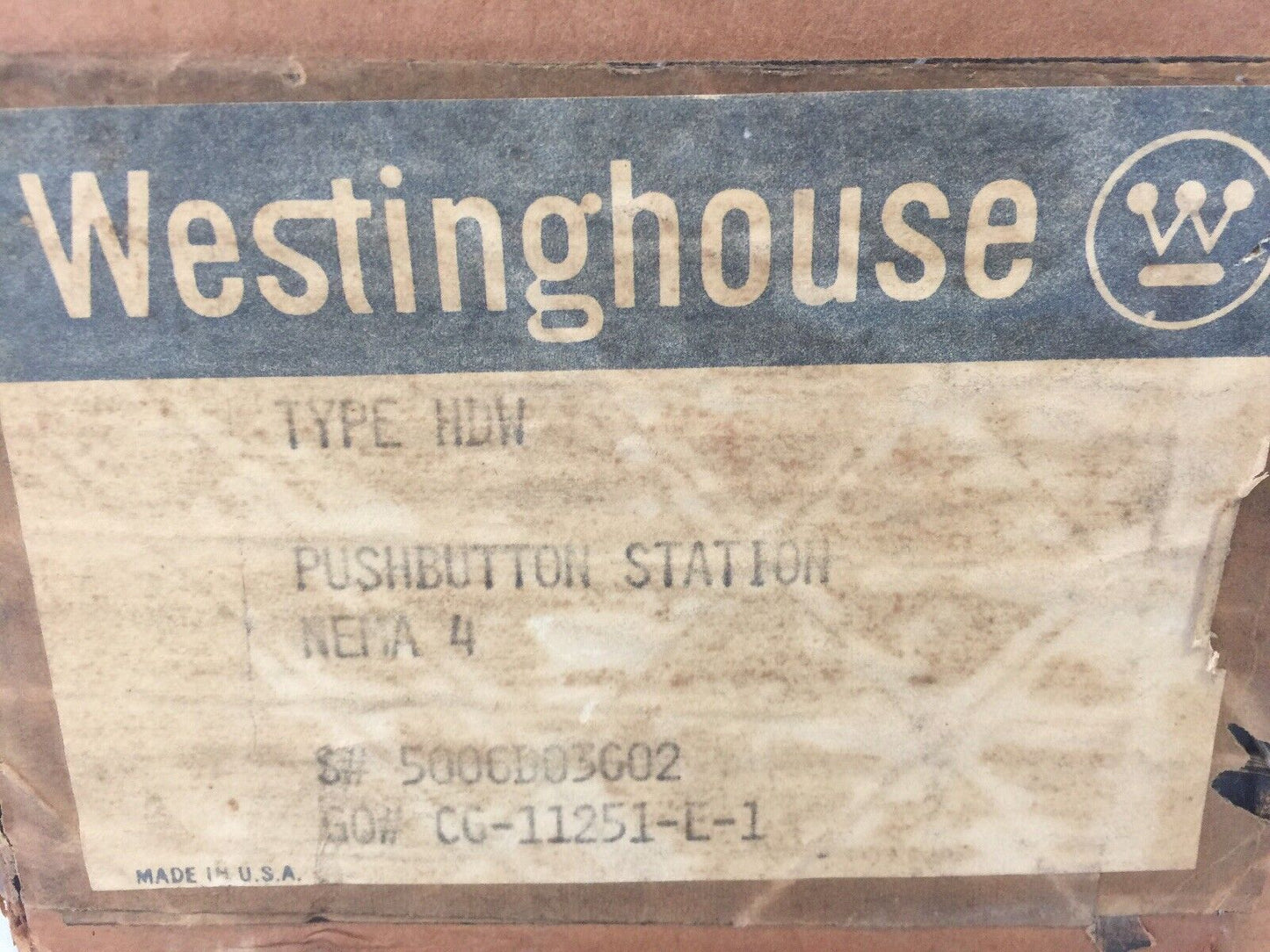 WESTINGHOUSE TYPE HDW PUSHBUTTON CONTROL STATION 600V HEAVY DUTY NEMA 4