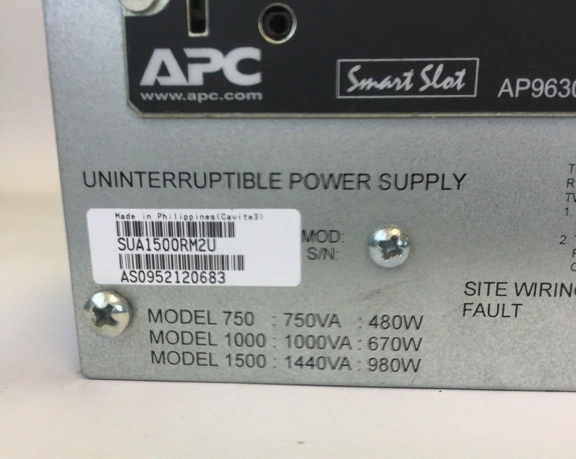 APC SUA1500RM2U UNINTERRUTIBLE POWER SUPPLY 120VAC 1440VA 980W