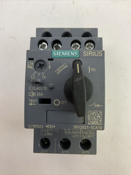 SIEMENS 3RV2021-1CA10 CIRCUIT BREAKER 1.8-2.5A