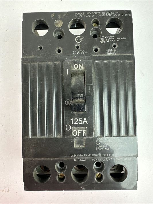 GE THQD32125 CIRCUIT BREAKER 125A 3POLE 240VAC