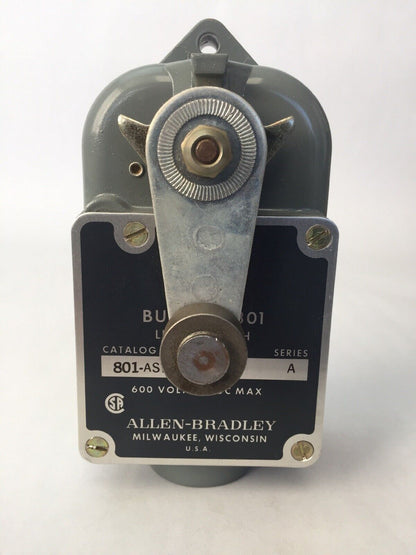 ALLEN BRADLEY 801-ASD17 LIMIT SWITCH ROLLER LEVER 600V AC/DC N.O.-N.C. CONTACT