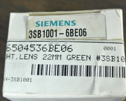 SIEMENS 3SB1001-6BE06 LENS ASSEMBLY, 22mm, INDICATOR LIGHT - GREEN - NEW SURPLUS