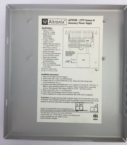 ALTRONIX ALTV248 CCTV CAMERA & ACCESSORY POWER SUPPLY 8 24VAC FUSED OUTPUT