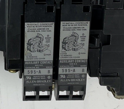 ALLEN BRADLEY 509-A0D STARTER SER.B W/CB236 COIL & AUX. CONTACT 595-A(2)