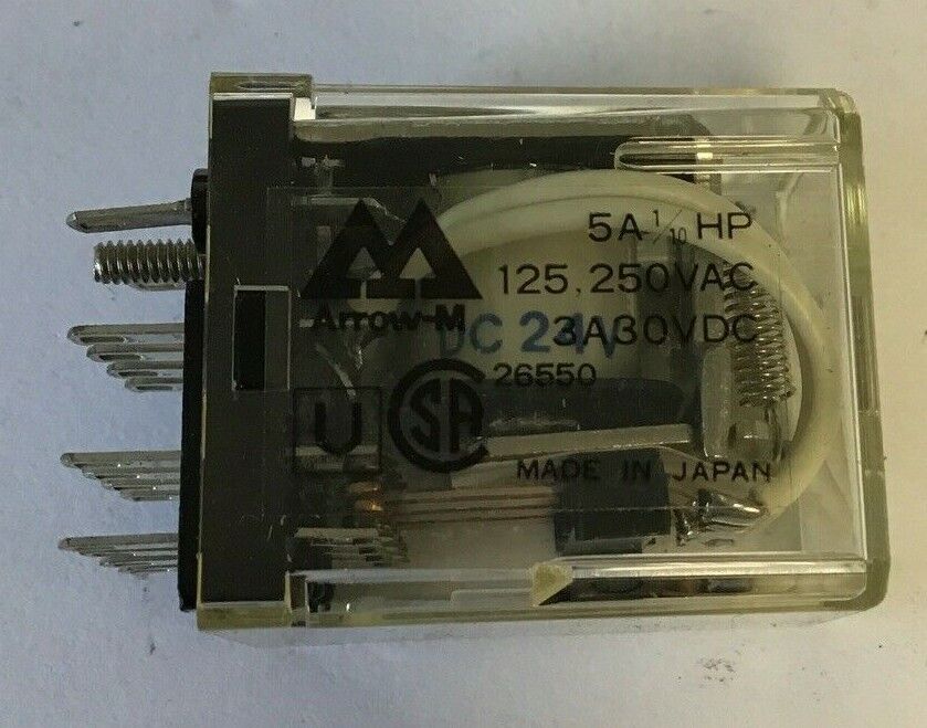 ARROW-M HC4-Y-DC24V RELAY 24VDC 5A 1/10HP 125,250VAC 3A30VDC***LOTOF3***