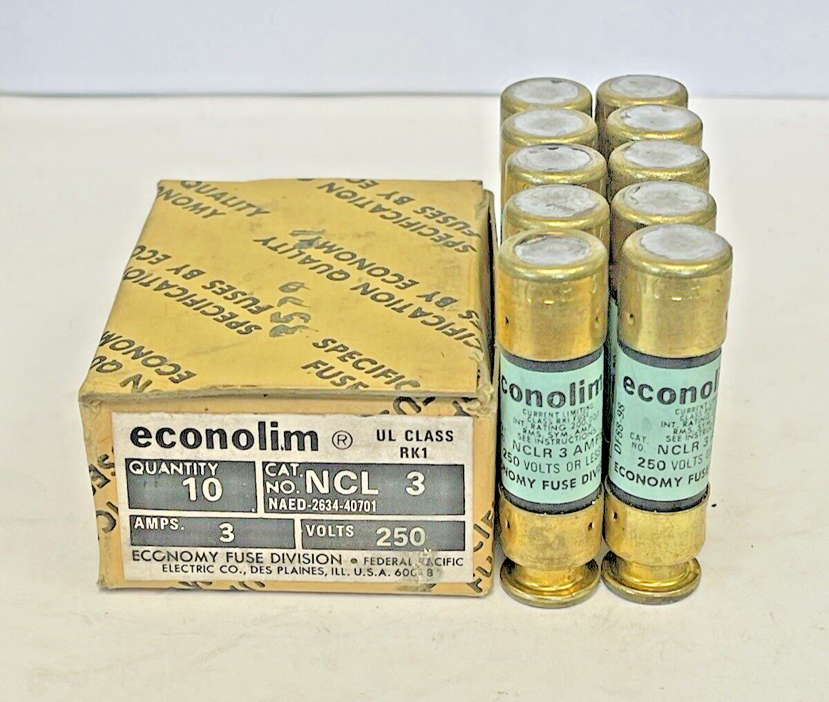 ECONOLIM *BOX OF 10* - NCL 3 - 3 AMP, 250 VAC, CURRENT-LIMITING CLASS RK1 FUSES