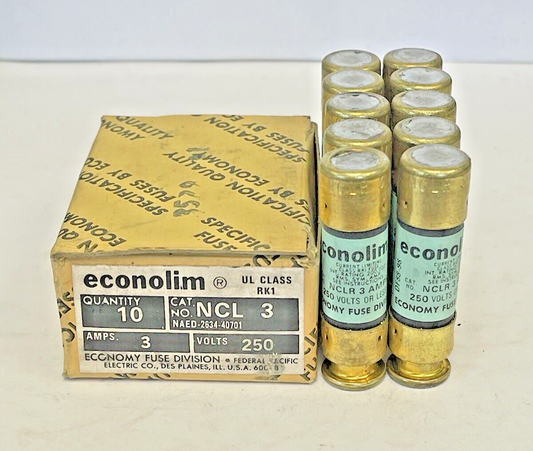 ECONOLIM *BOX OF 10* - NCL 3 - 3 AMP, 250 VAC, CURRENT-LIMITING CLASS RK1 FUSES