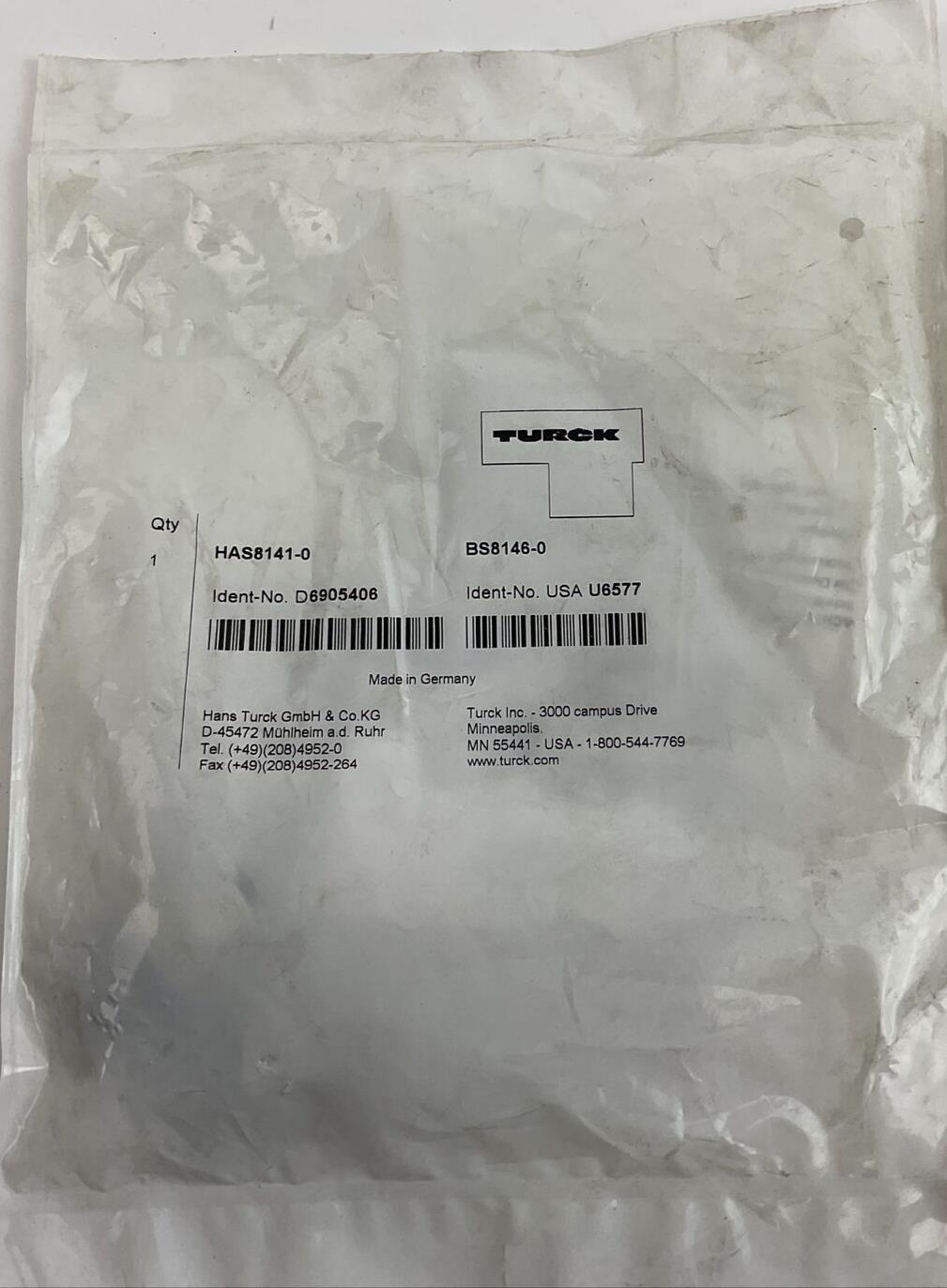 TURCK HAS8141-0 CIRCULAR CONNECTOR BS8146-0***LOTOF2***