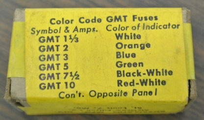 BUSS FUSES GMT 1/2A, 3/4A, 2A, 3A, 5A, 18/100A / 10 of EACH / NEW SURPLUS