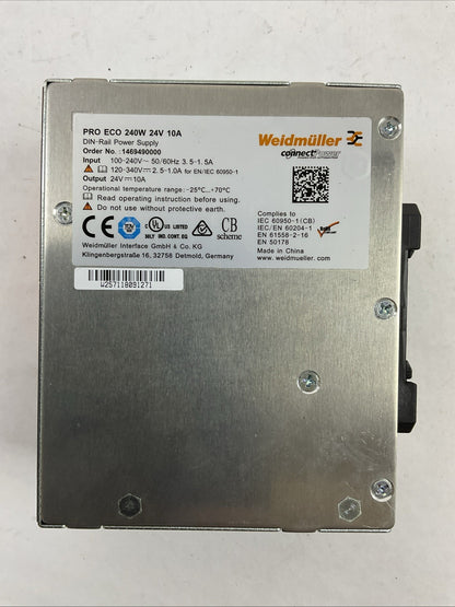 WEIDMULLER 1469490000 POWER SUPPLY PRO ECO 240W 24V 10A OUTPUT 24VDC