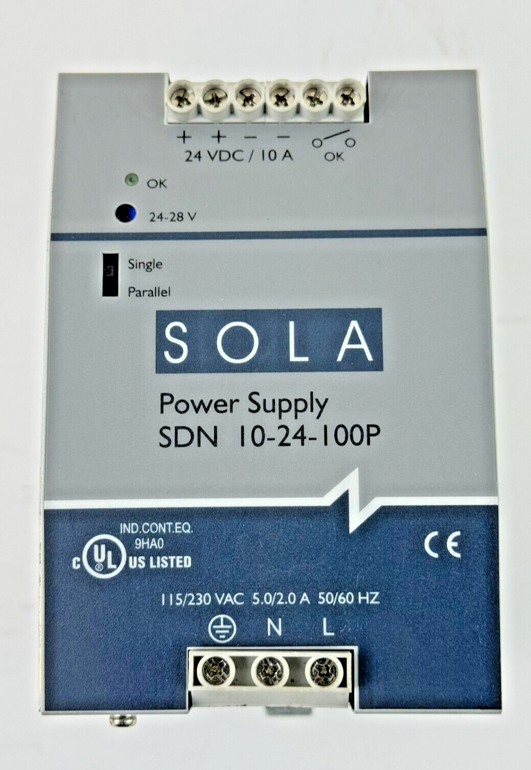 EMERSON SOLA - SDN 10-24-100P - POWER SUPPLY-  115/230 VAC 50/60HZ 5.0/2.0 A