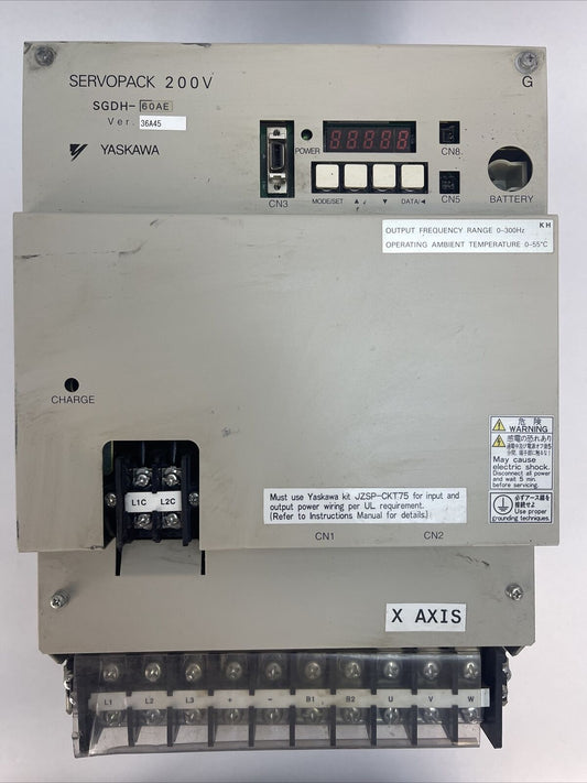 YASKAWA SGDH-60AE SERVOPACK 200V VER. 36A45 INPUT 200-230VAC OUTPUT 0-230VAC