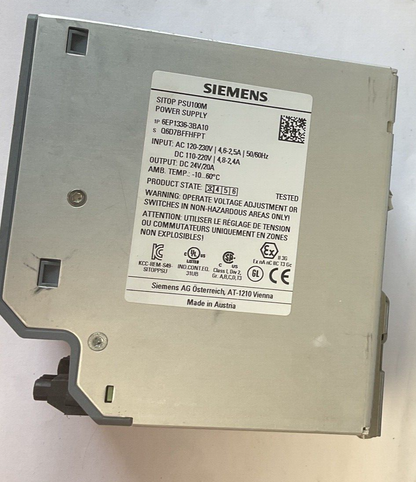 SIEMENS PSU100M POWER SUPPLY 6EP1336-3BA10 230V 24VDC 20A