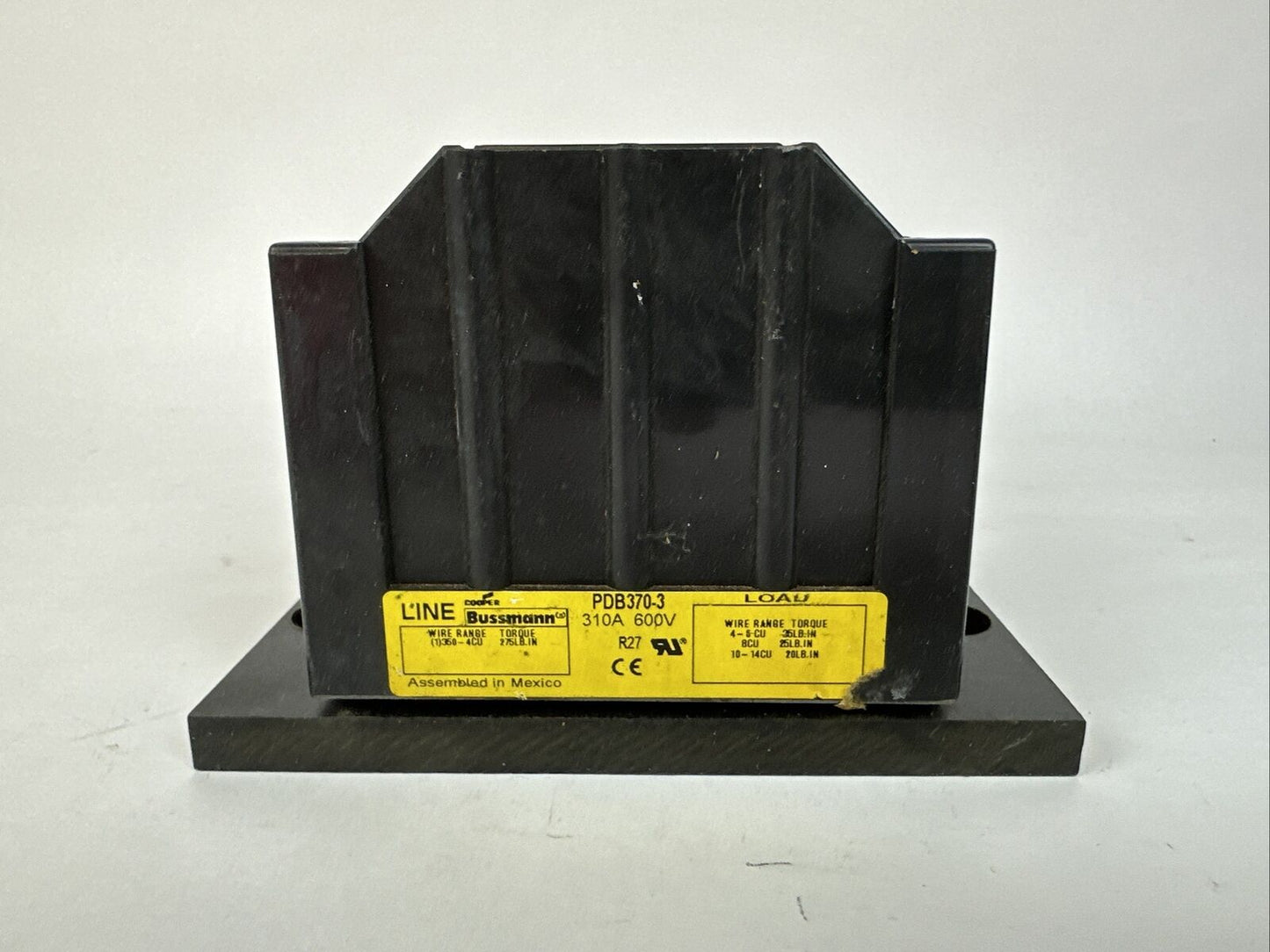 BUSSMANN PDB370-3 POWER DISTRIBUTION BLOCK 3POLE 600V 310A