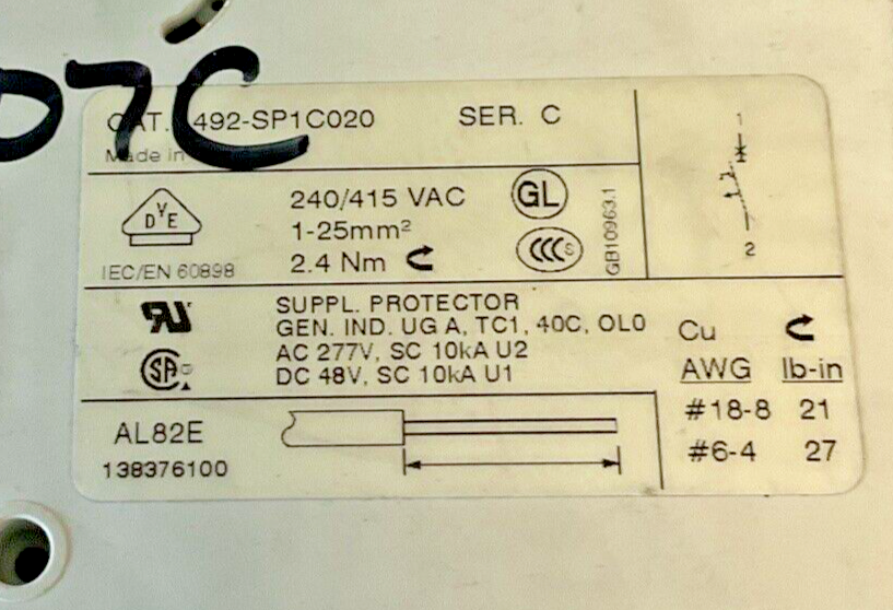 ALLEN BRADLEY 1492-SP1 (C020,B030,B040,C050,C100(2X) CIRCUIT BREAKER***LOTOF6***