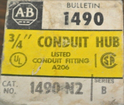 ALLEN-BRADLEY 1490-N10 (2) & 1490-N2 (2) CONDUIT HUBS - 1" & 3/4" / NEW SURPLUS