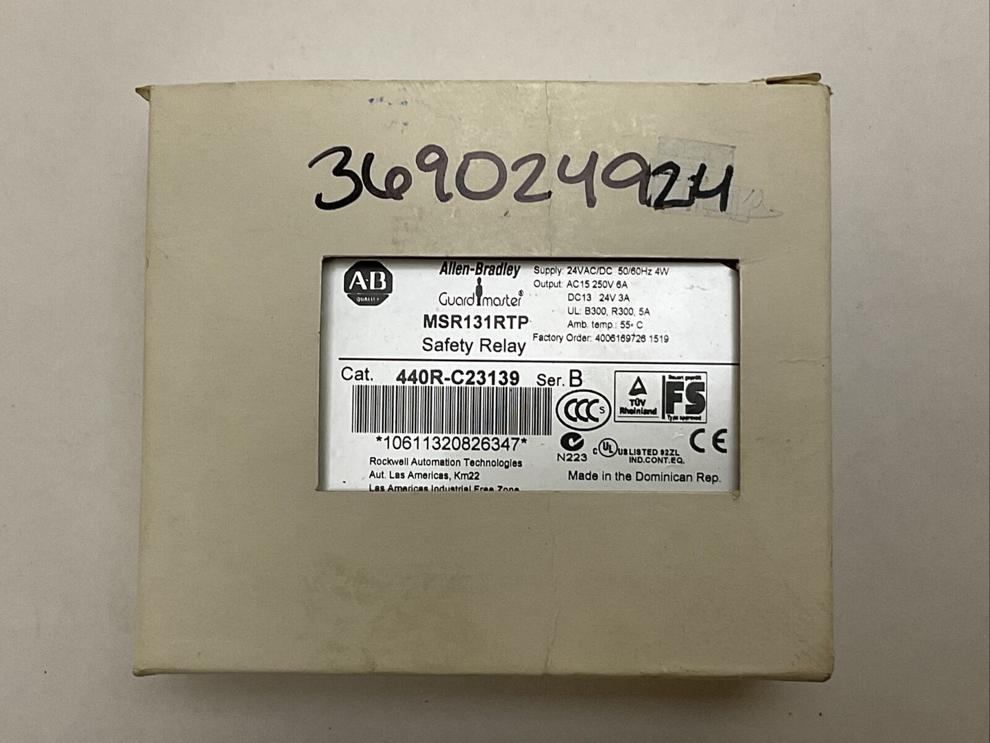 ALLEN BRADLEY 440R-C23139 SERIES B GUARD MASTER SAFETY RELAY MSR131RTP