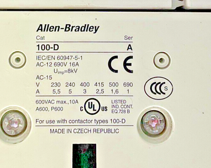 ALLEN BRADLEY 100-D140 CONTACTOR SER.A 16A 690V / 100-DFSV SER.A 24V SURGE SUPP.