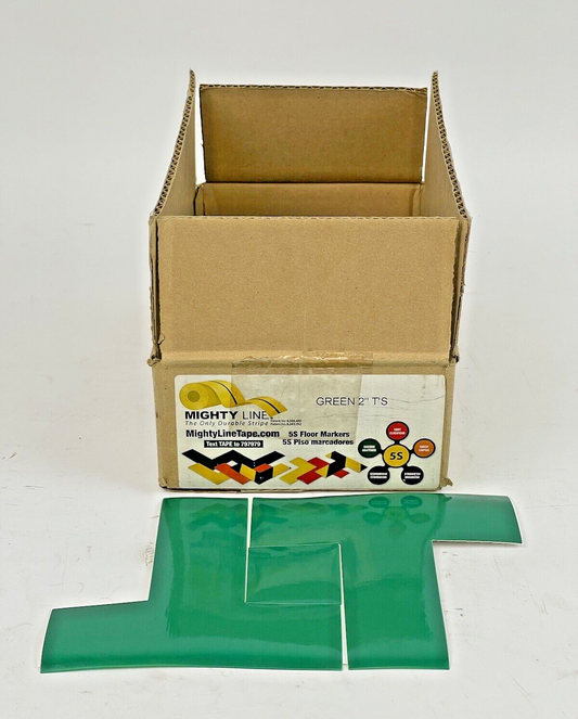 MIGHTY LINE TAPE - GREEN T - BOX of 60 T'S - INDUSTRIAL TAPE - 6"X6"X2"