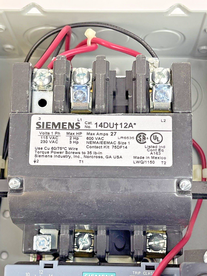 SIEMENS - 14DUD12BF - MAGNETIC STARTER - 1PH, 27 Amps, Nema Size 1, 120V Coil