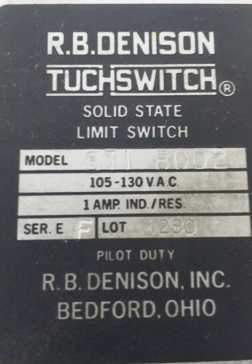 R.B.DENISON STI-8002 SERIES E-F, SOLID STATE LIMIT SWITCH, 105-130VAC, 1/10A,