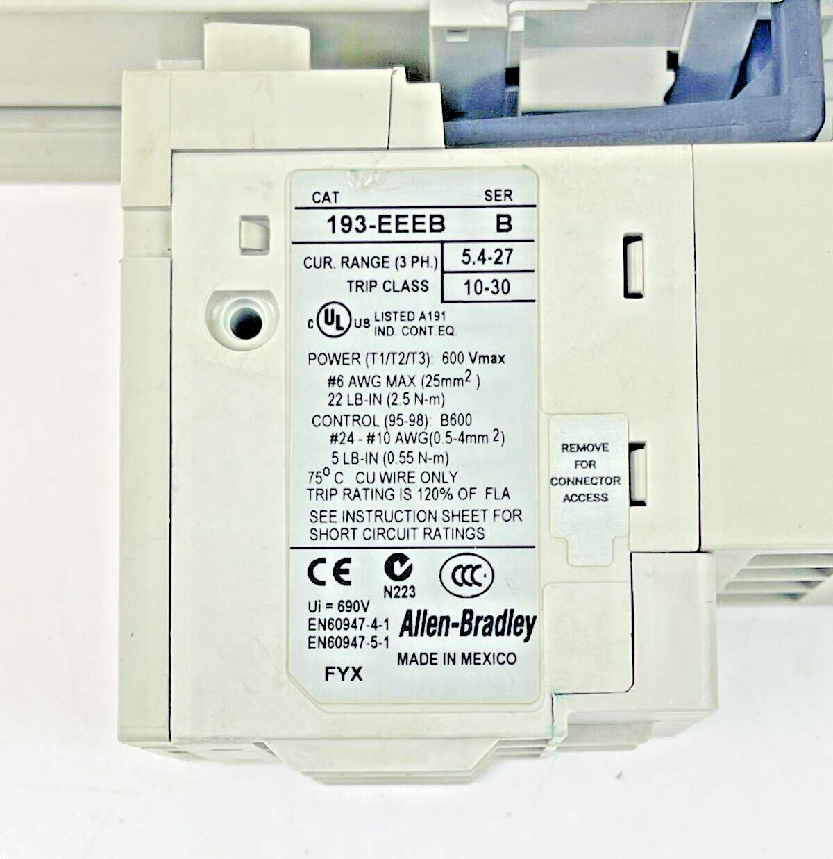 ALLEN BRADLEY -193-EEEB SER. B - 100-C23A*10 SER. C 25VDC - 100-FSD250 A COMBO