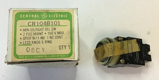 GENERAL ELECTRIC CR104B101 SELECTOR SWITCH  2POS 150V W/O KNOB&RING