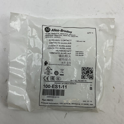 ALLEN BRADLEY 100-ES1-11 SER B AUXILIARY CONTACT 1NO 1NC